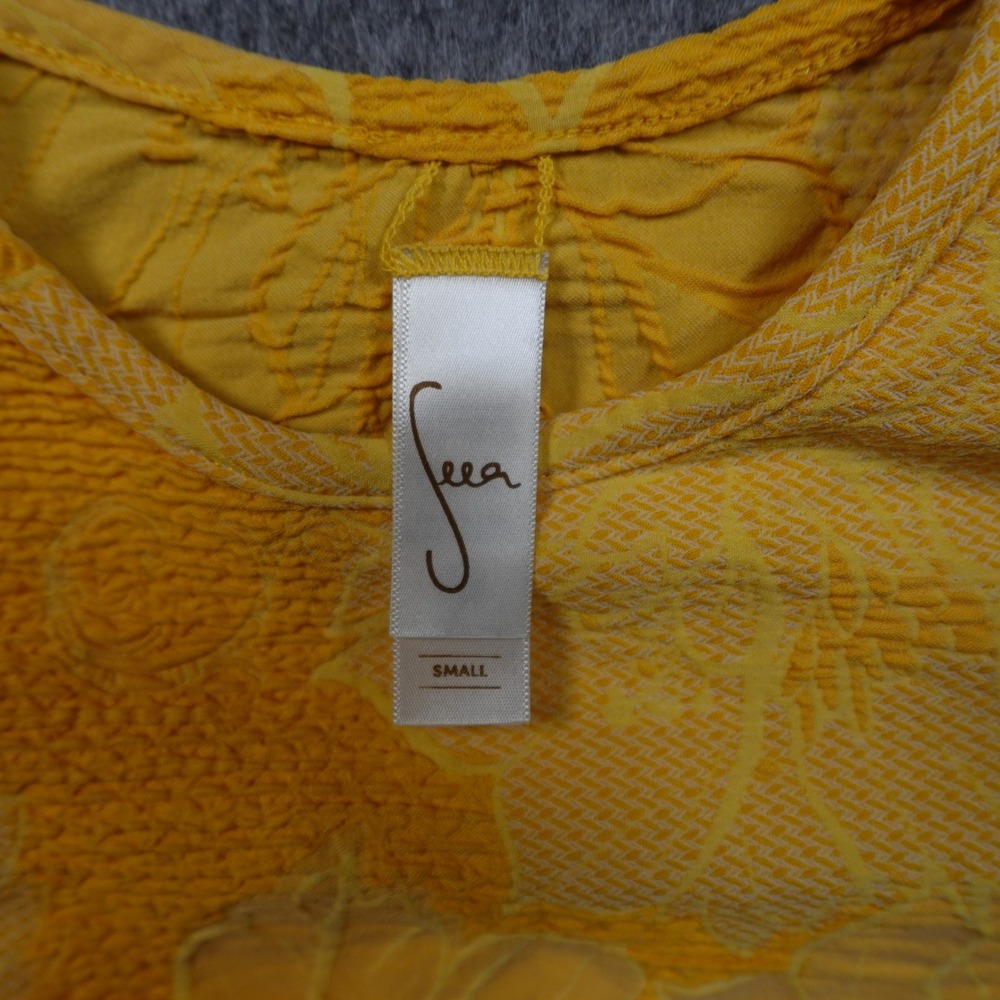 Seea Yellow Textured Long Sleeve Swim Top Rash Gaurd - Picture 2 of 8
